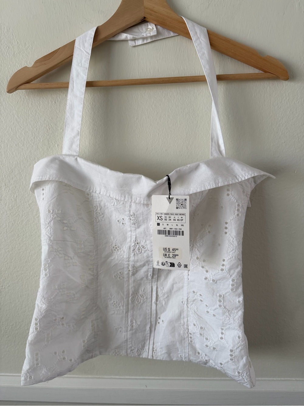 ZARA Embroidered White Halter Top